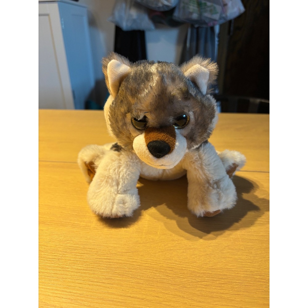 First & Main Wolf Plush Stuffed Animal Grey Cream Sitting Woodland Toy 7823
